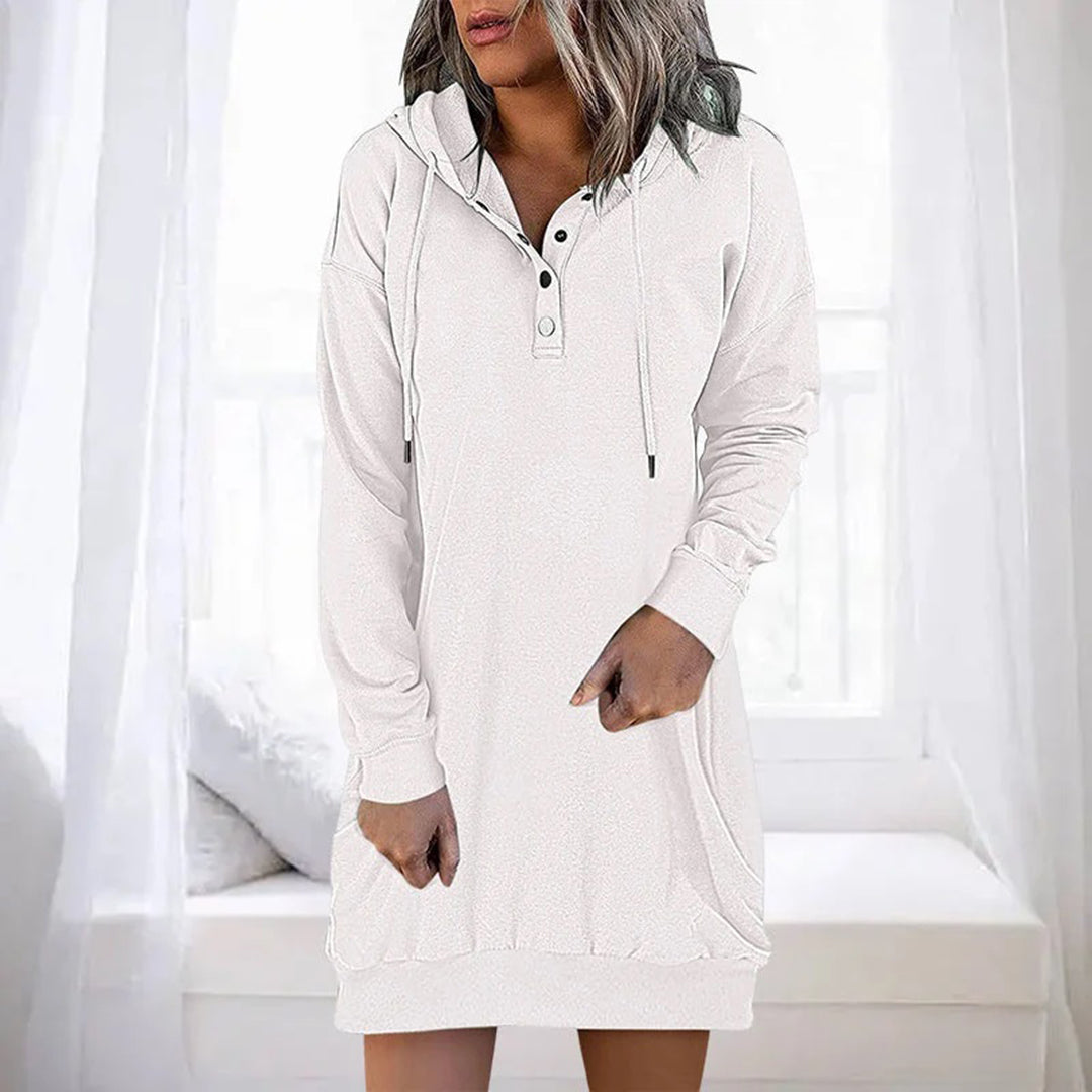 Comfortabele effen hoodie met minimalistisch design – Dames