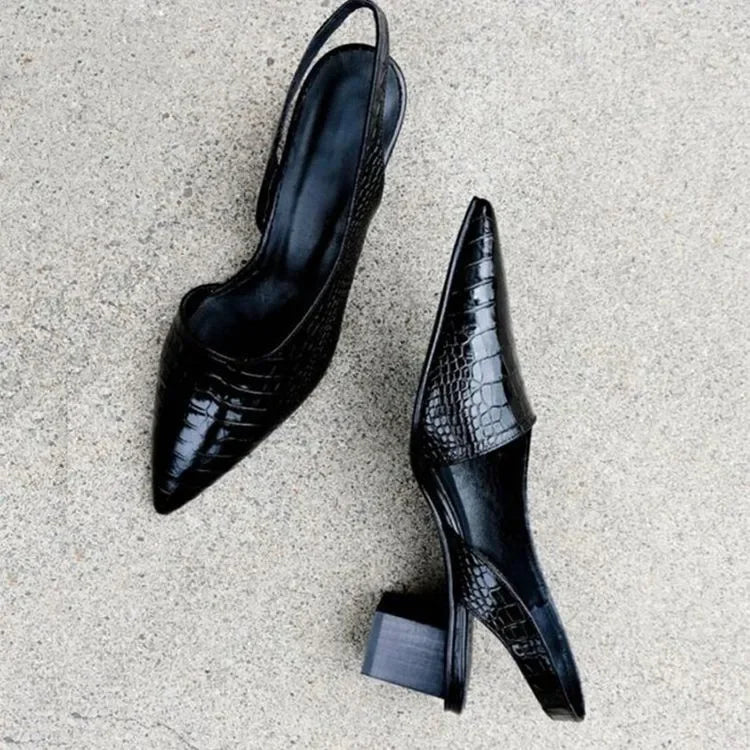 Comfortabele croco leren pumps met voetbed voor elegante gelegenheden – Dames