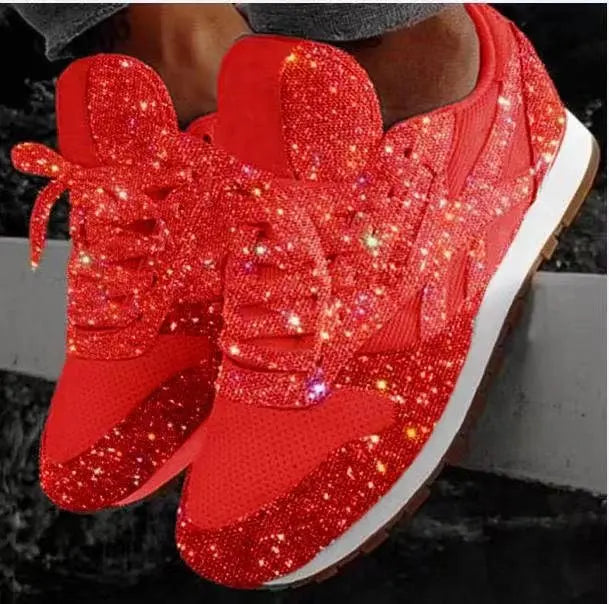 Comfortabele glitter sneakers met pailletten – Dames