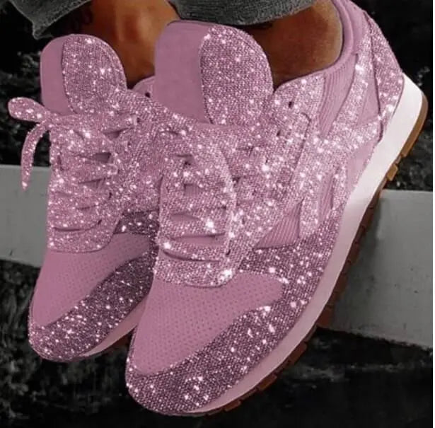 Comfortabele glitter sneakers met pailletten – Dames