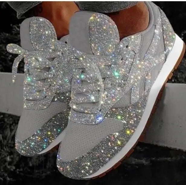 Comfortabele glitter sneakers met pailletten – Dames