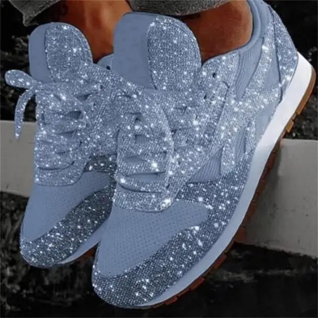 Comfortabele glitter sneakers met pailletten – Dames