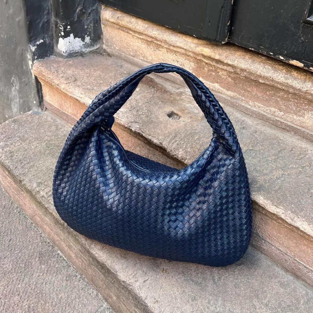 Elegante gevlochten handtas van vegan leer met ruime indeling – Dames
