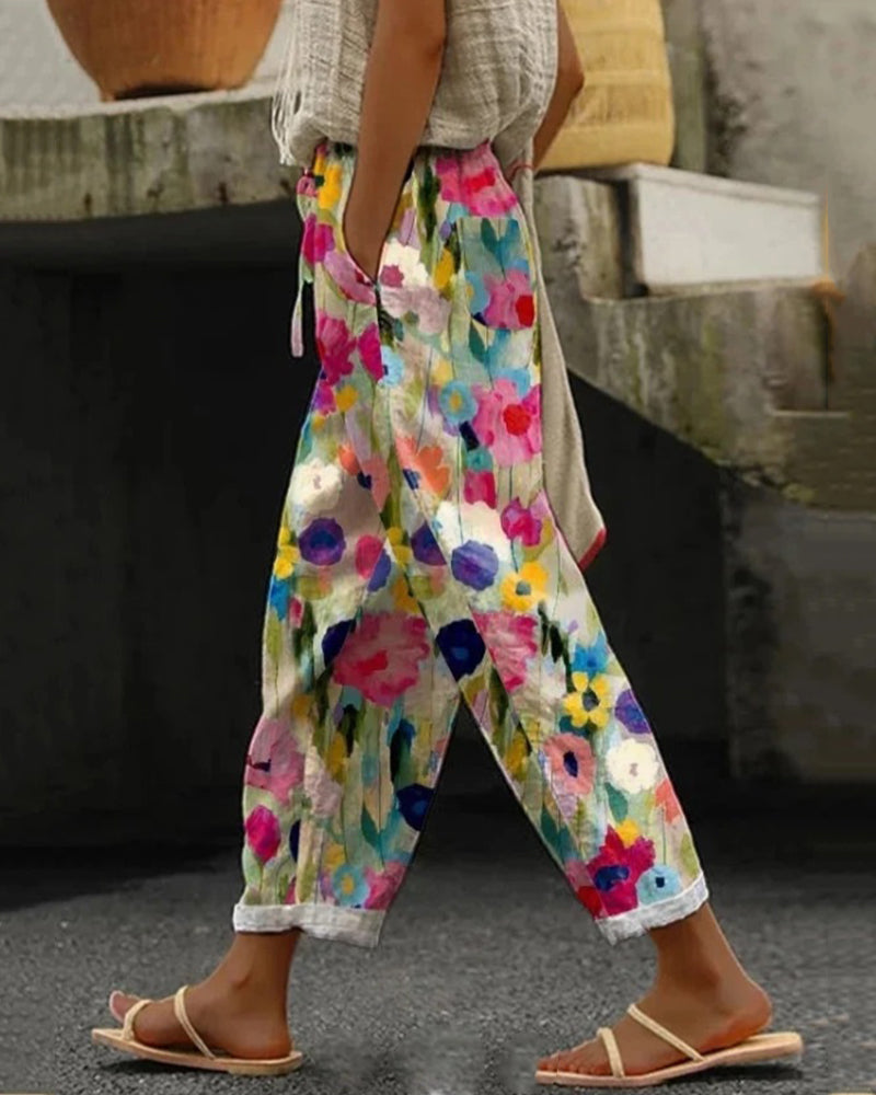 Comfortabele joggingbroek van katoenmix voor de zomer – Dames