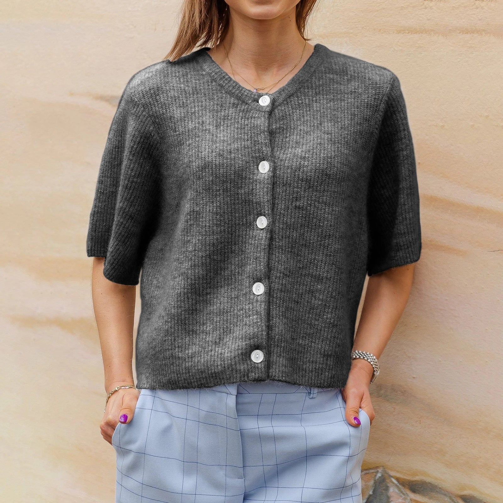 Stijlvol streetwear vest met korte mouwen en ronde hals – Dames