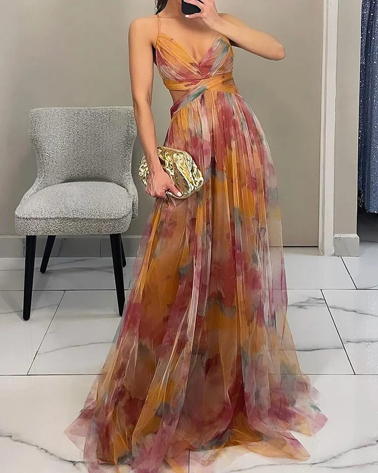 Elegante chiffon jurk met bloemenprint voor de zomer – Dames