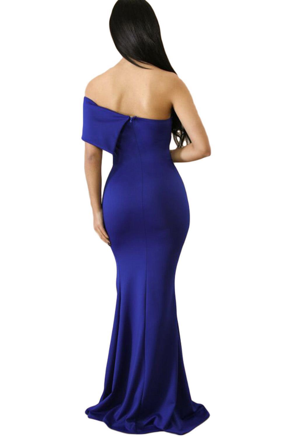 Elegante schouderloze maxi jurk met hoge split - Dames