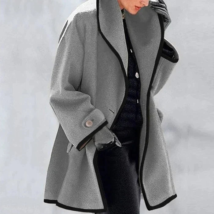 Zachte wollen winterjas met oversized pasvorm en elegante afwerking – Dames