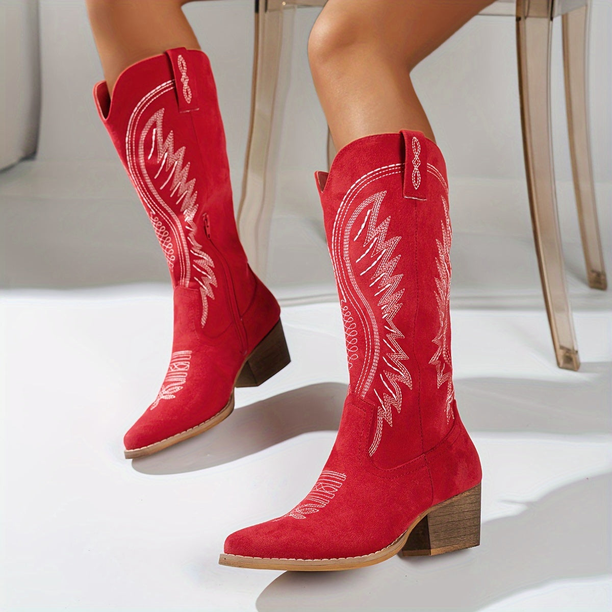 Modieuze cowboylaarzen met blokhak voor lente en herfst – Dames