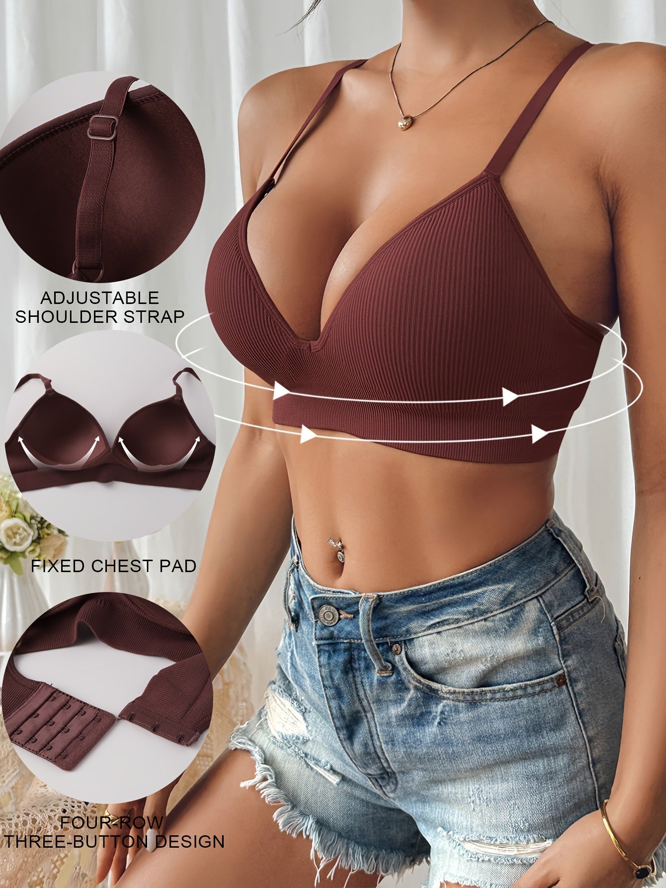Comfortabele slim fit push-up bh met antislip - Dames