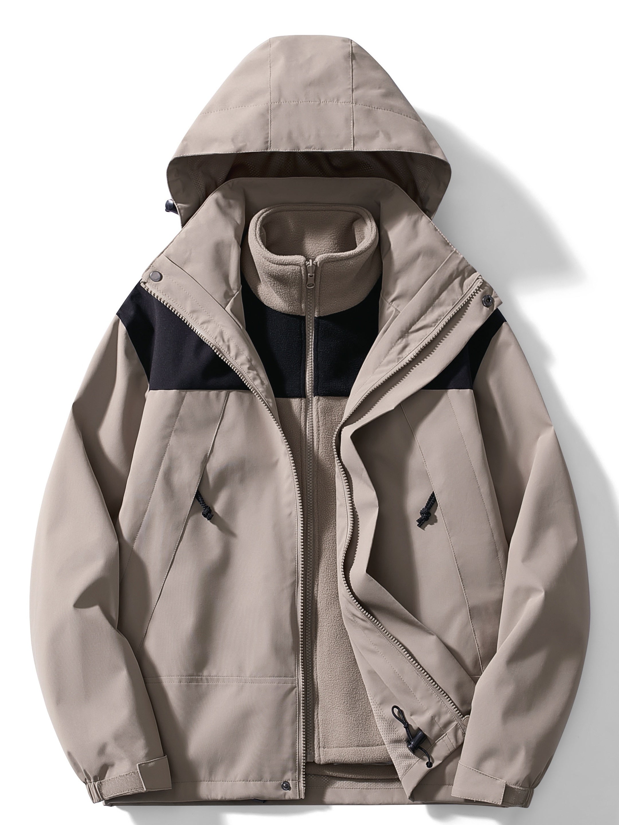 3-in-1 fleece winterjas met capuchon – Dames