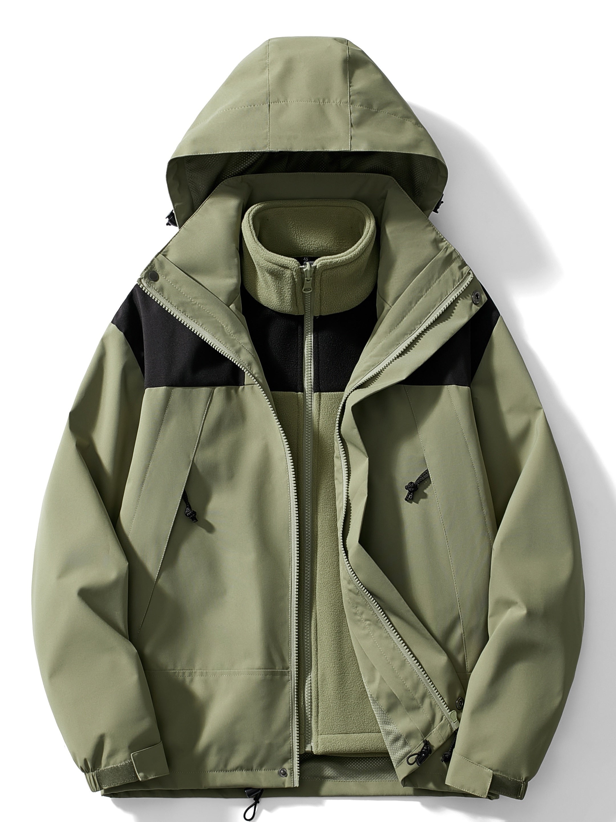 3-in-1 fleece winterjas met capuchon – Dames
