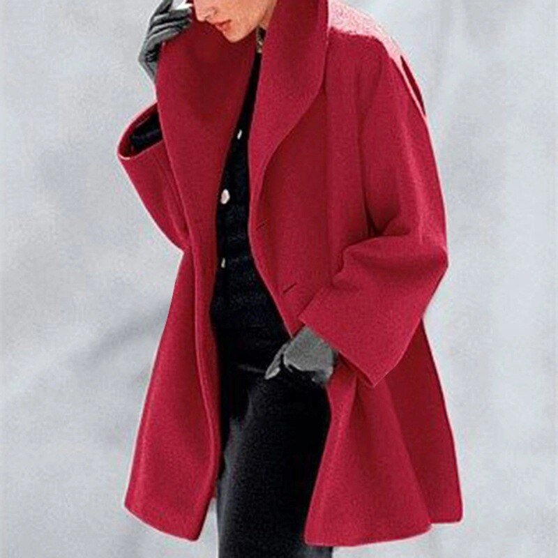 Warme winter mantel met ceintuur van wolmix – Dames