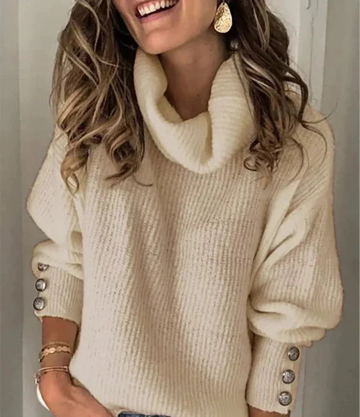 Elegante winter coltrui met stijlvolle knoopdetails – Dames