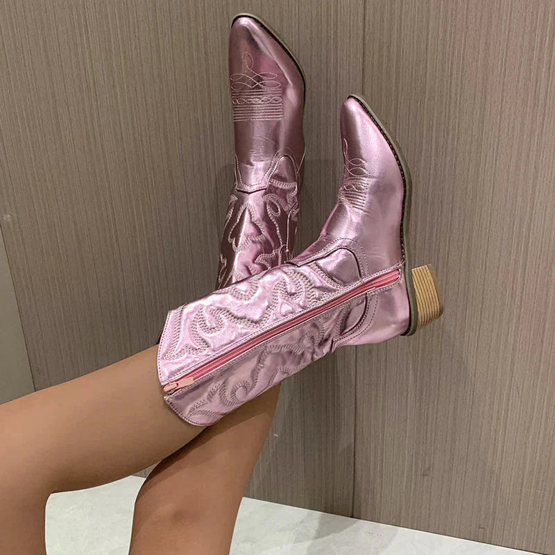 Moderne cowboylaarzen met metallic details voor een stijlvolle winterlook – Dames