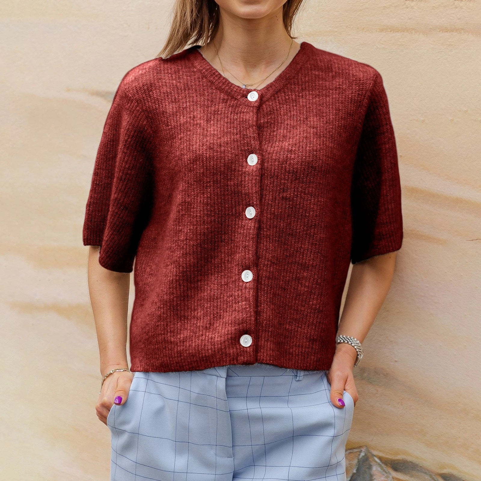 Stijlvol streetwear vest met korte mouwen en ronde hals – Dames