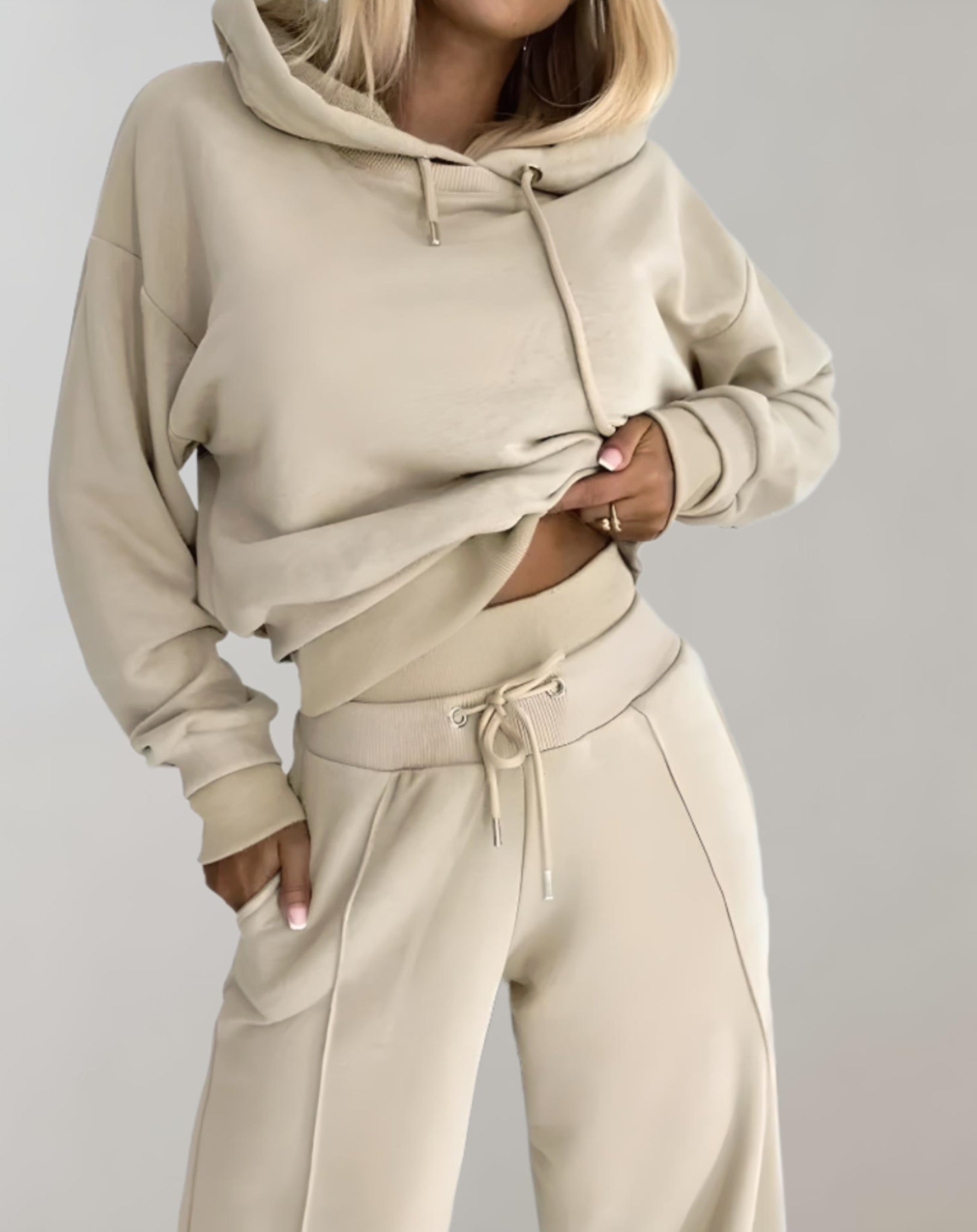 Comfortabele 2-delige lounge set met capuchon voor winter – Dames
