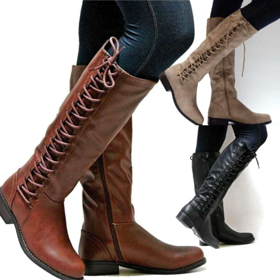 Elegante hoge leren laarzen met tijdloos design voor herfst en winter – Dames