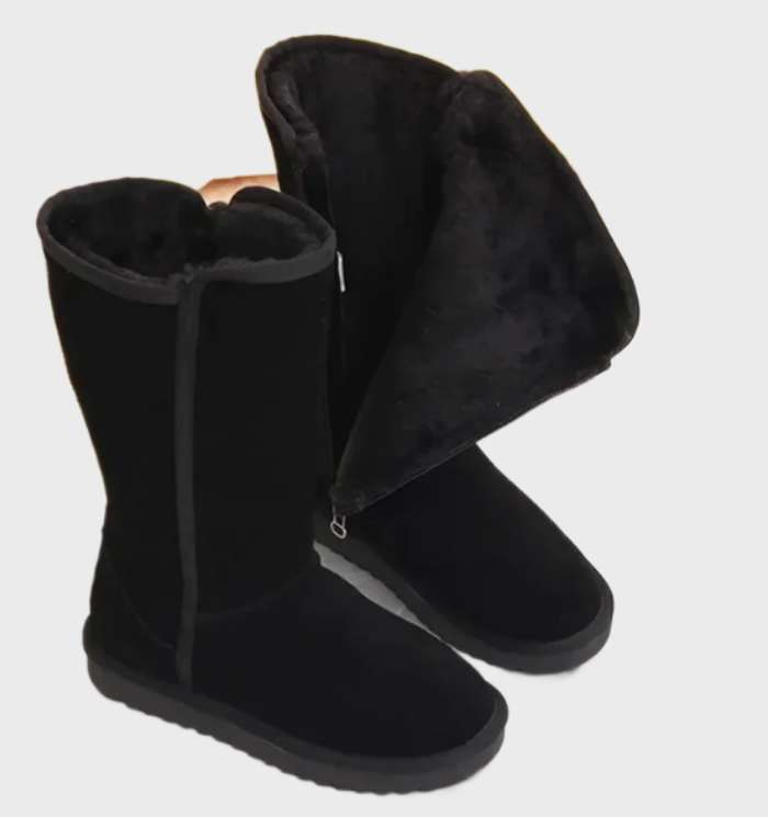Warme suède wollen laarzen met ritssluiting voor winter – Dames