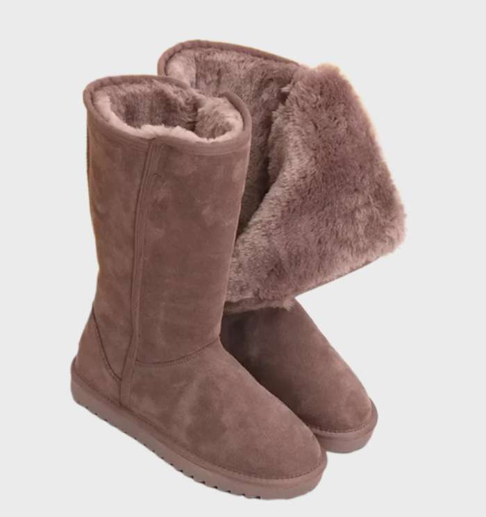 Warme suède wollen laarzen met ritssluiting voor winter – Dames