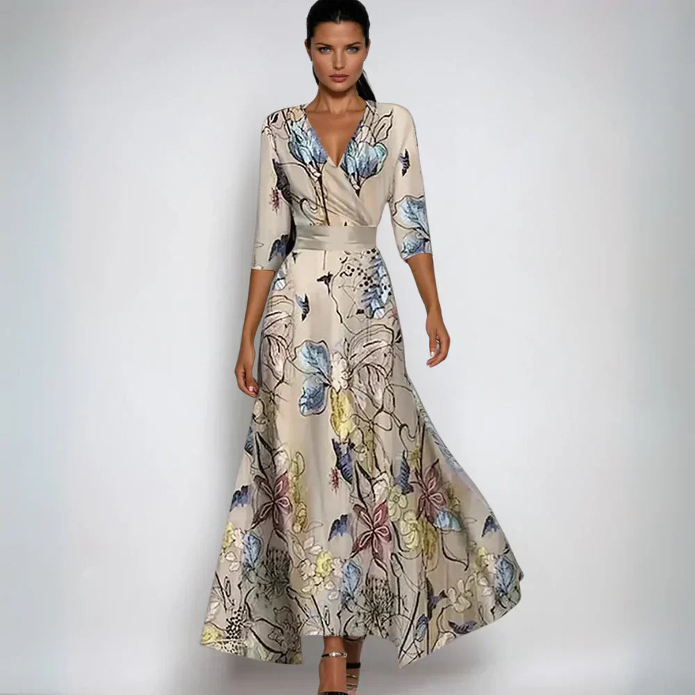 Elegante maxi jurk met bloemenprint voor de winter – Dames