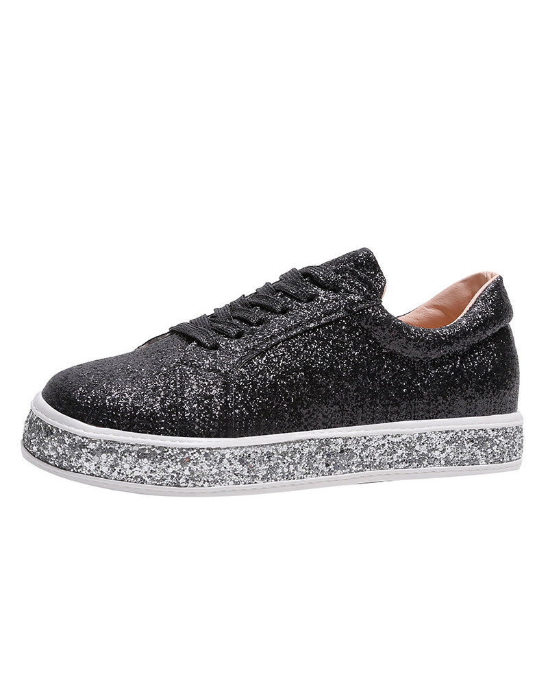 Trendy glitter plateausneakers in grote maten voor winter – Dames
