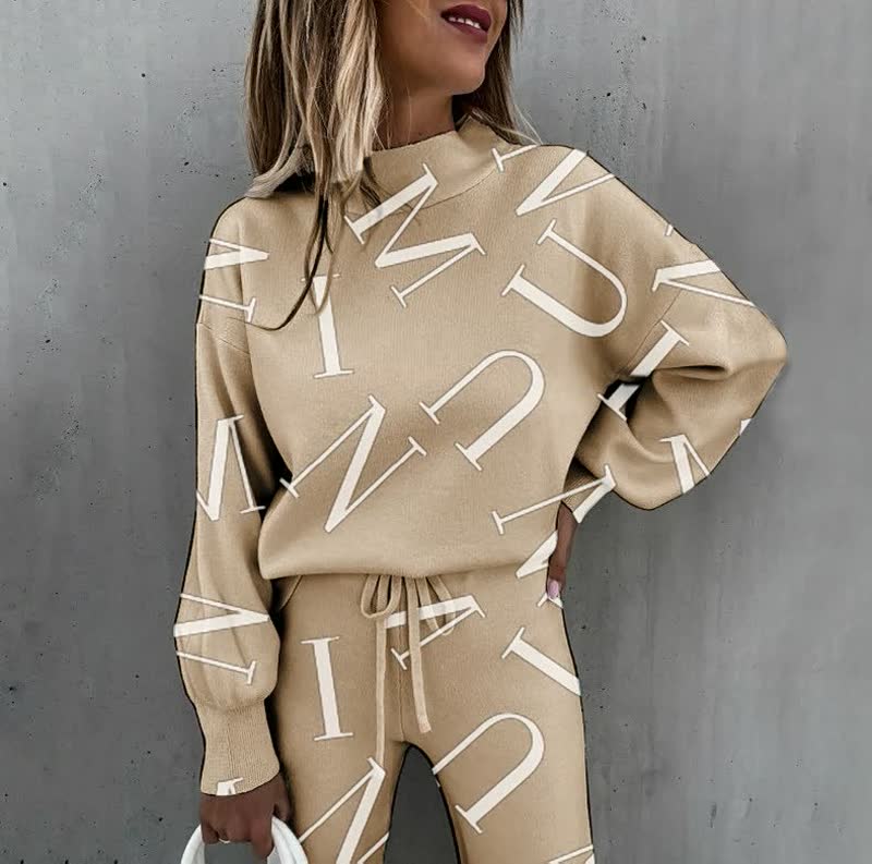 Comfortabele herfst set met trendy print – Dames