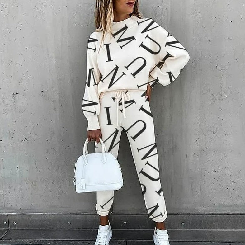 Comfortabele herfst set met trendy print – Dames