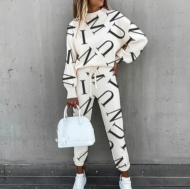 Comfortabele herfst set met trendy print – Dames