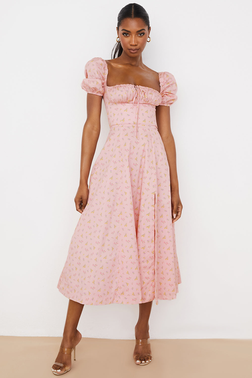 Tessa | Elegante Midi Jurk Met Vierkante Halslijn Voor Dames