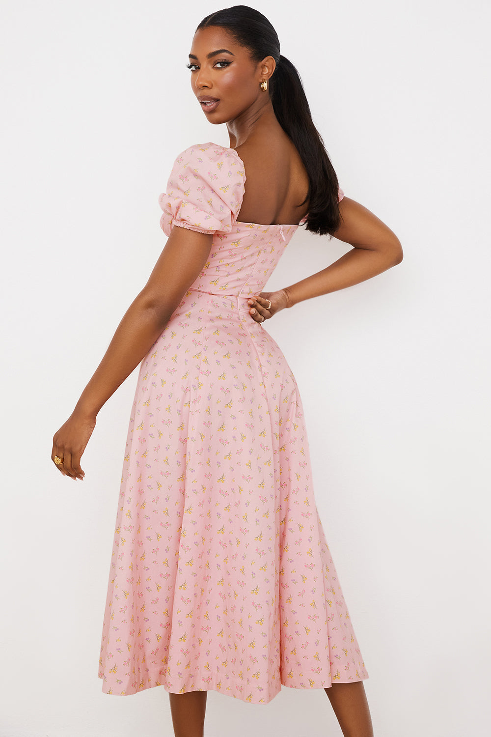 Tessa | Elegante Midi Jurk Met Vierkante Halslijn Voor Dames