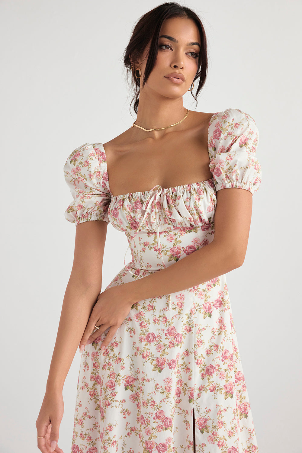 Tessa | Elegante Midi Jurk Met Vierkante Halslijn Voor Dames