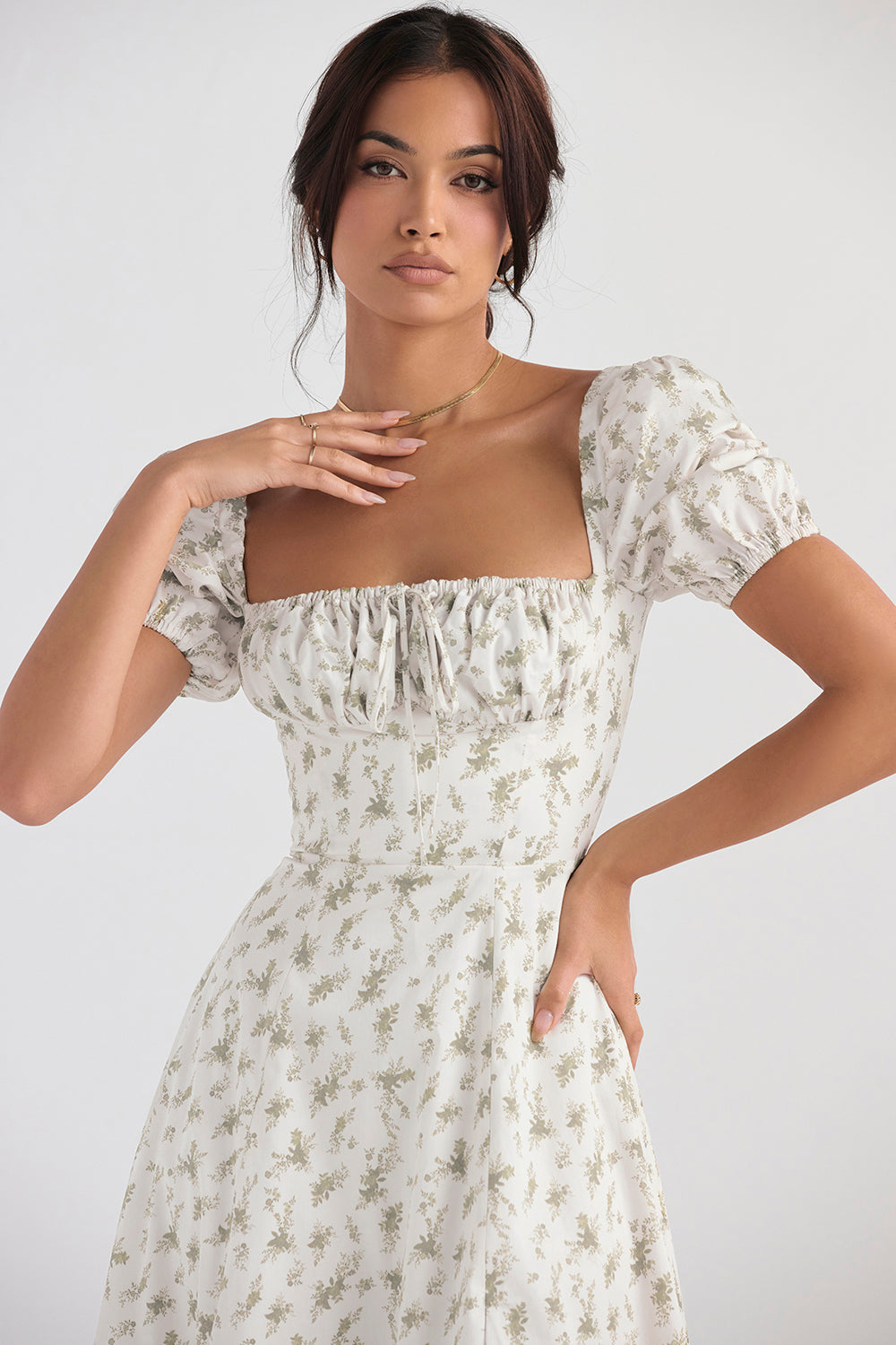 Tessa | Elegante Midi Jurk Met Vierkante Halslijn Voor Dames