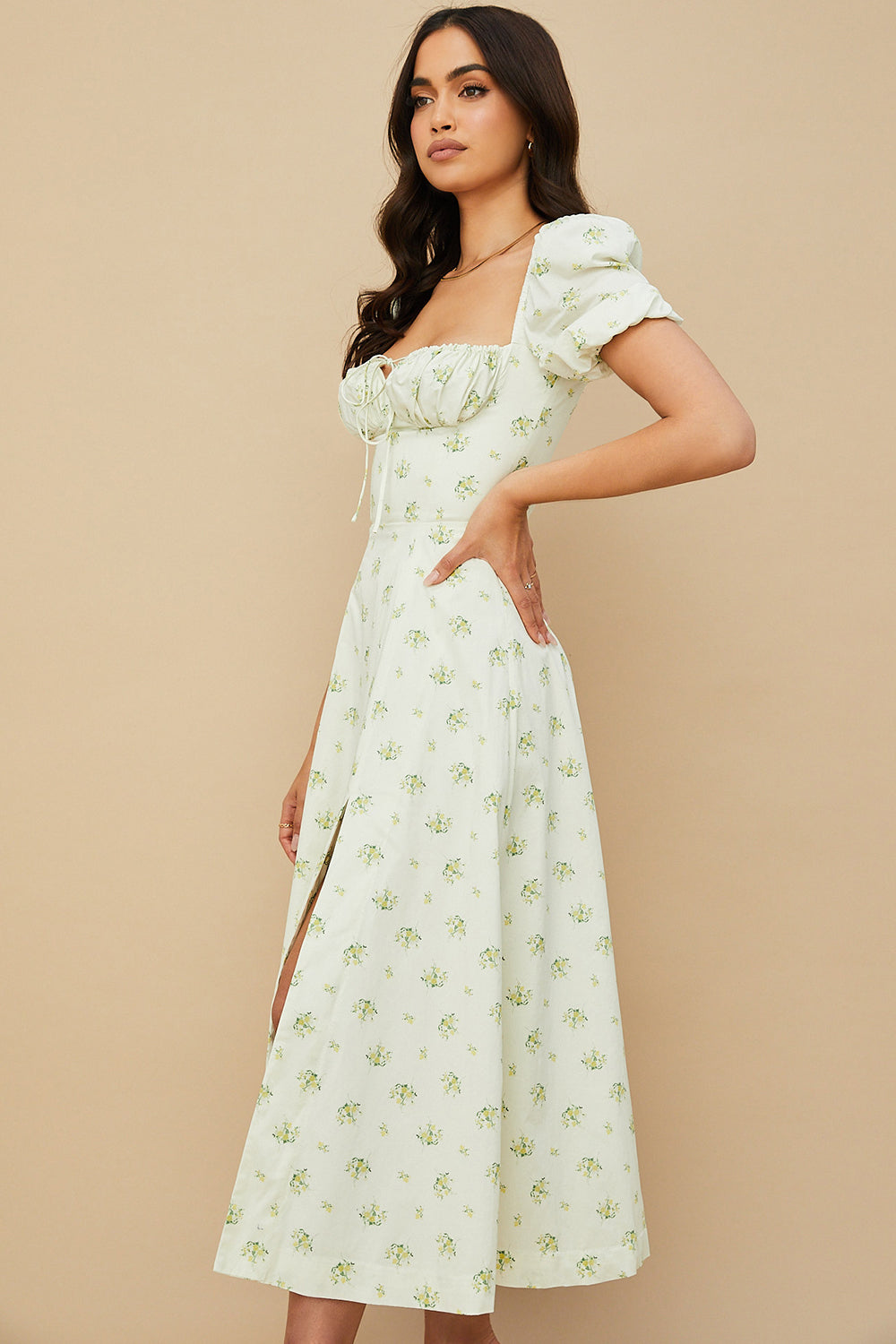 Tessa | Elegante Midi Jurk Met Vierkante Halslijn Voor Dames