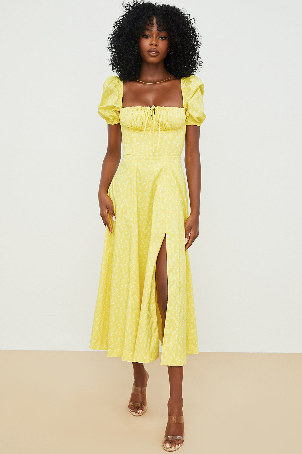 Tessa | Elegante Midi Jurk Met Vierkante Halslijn Voor Dames