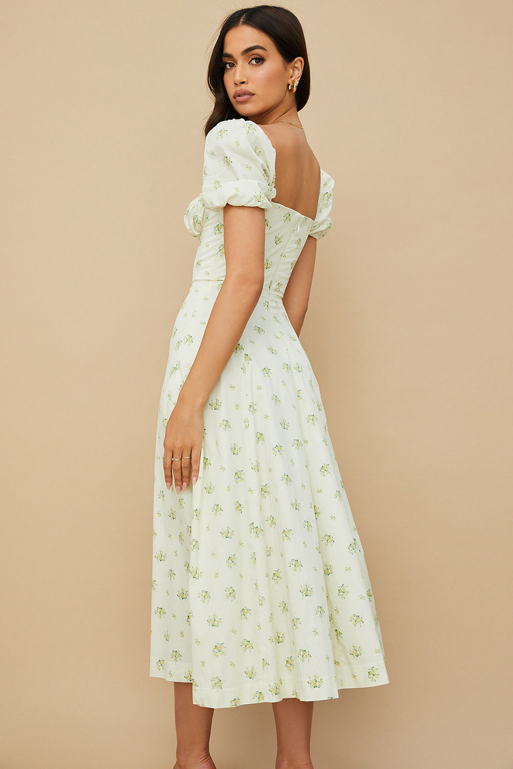 Tessa | Elegante Midi Jurk Met Vierkante Halslijn Voor Dames