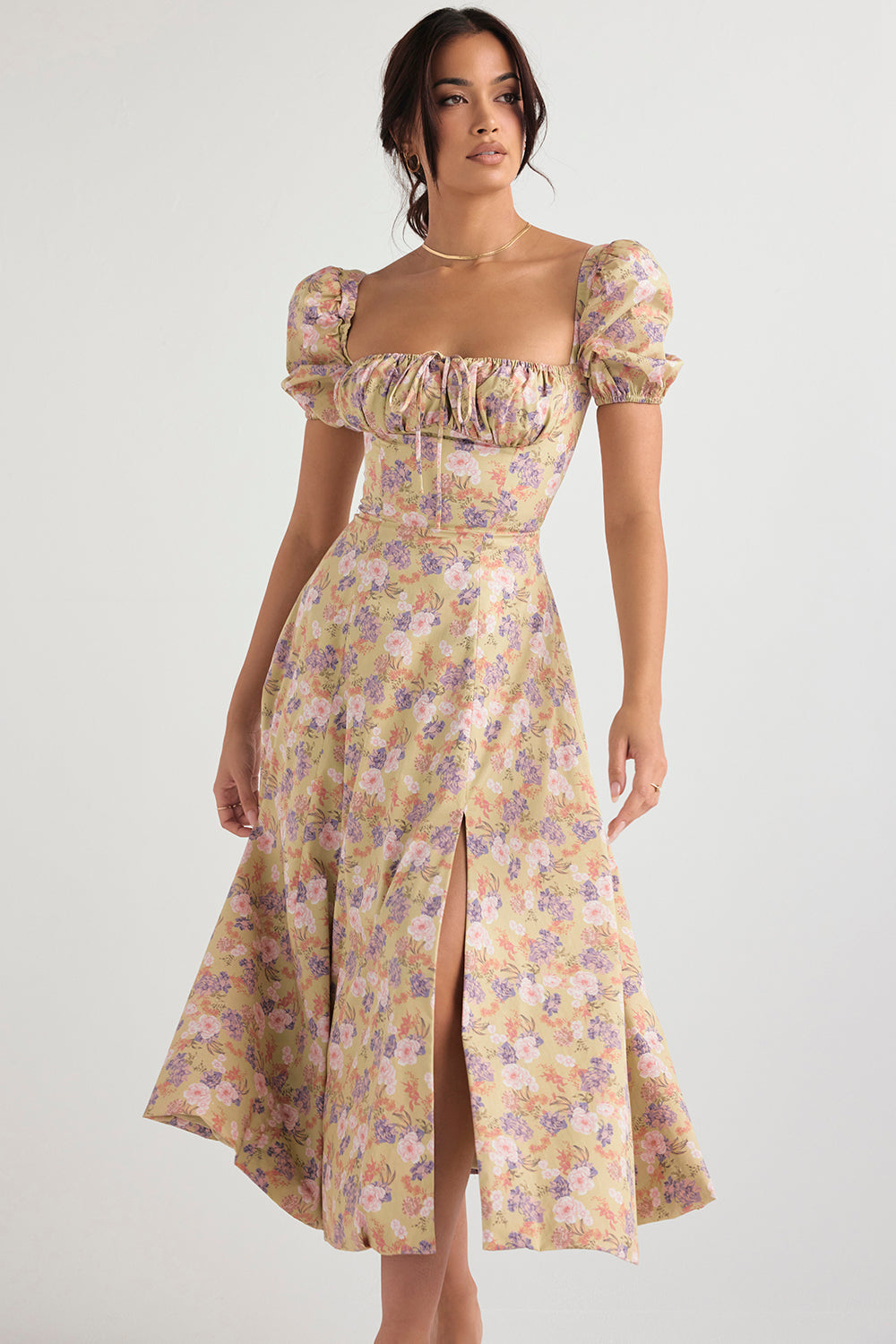 Tessa | Elegante Midi Jurk Met Vierkante Halslijn Voor Dames