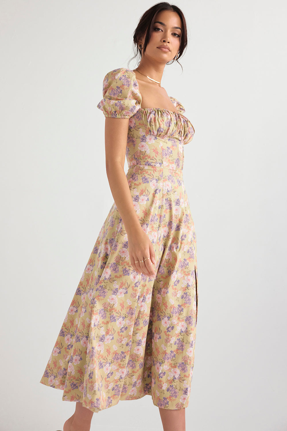 Tessa | Elegante Midi Jurk Met Vierkante Halslijn Voor Dames