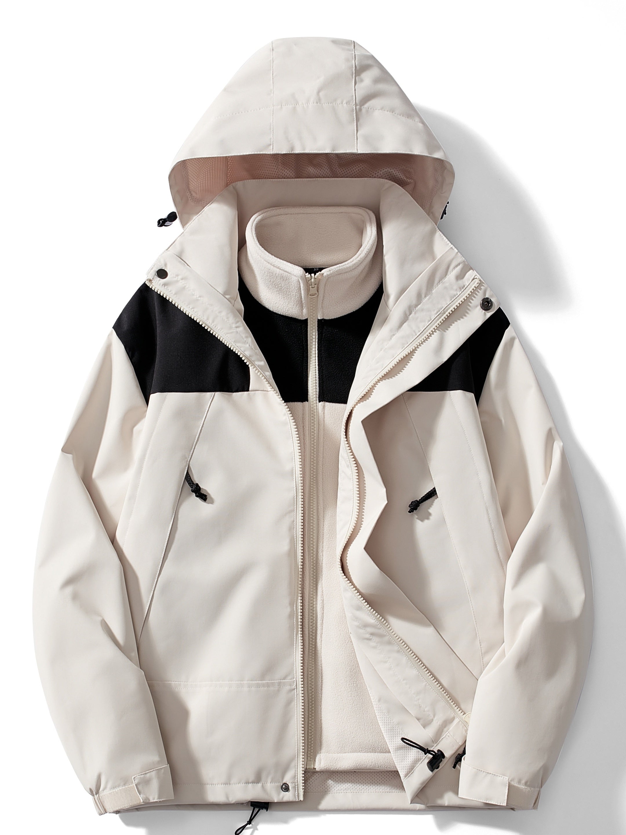 3-in-1 fleece winterjas met capuchon – Dames