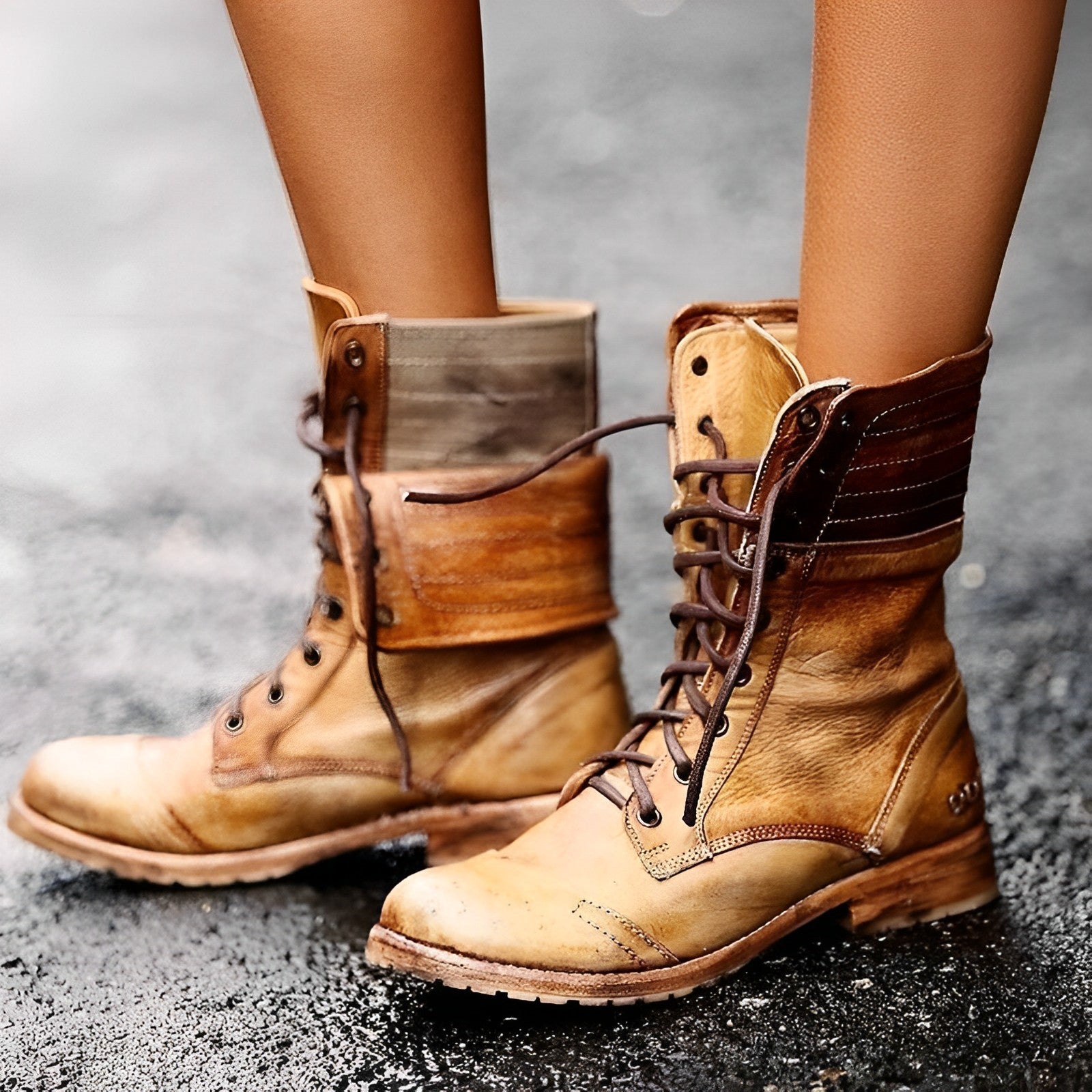 Leren veterlaarzen met retro design en antislip zool voor herfst en winter – Dames