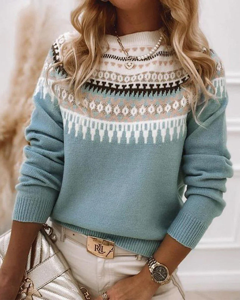 Elegante Scandinavische gebreide wintertrui van zachte stof – Dames