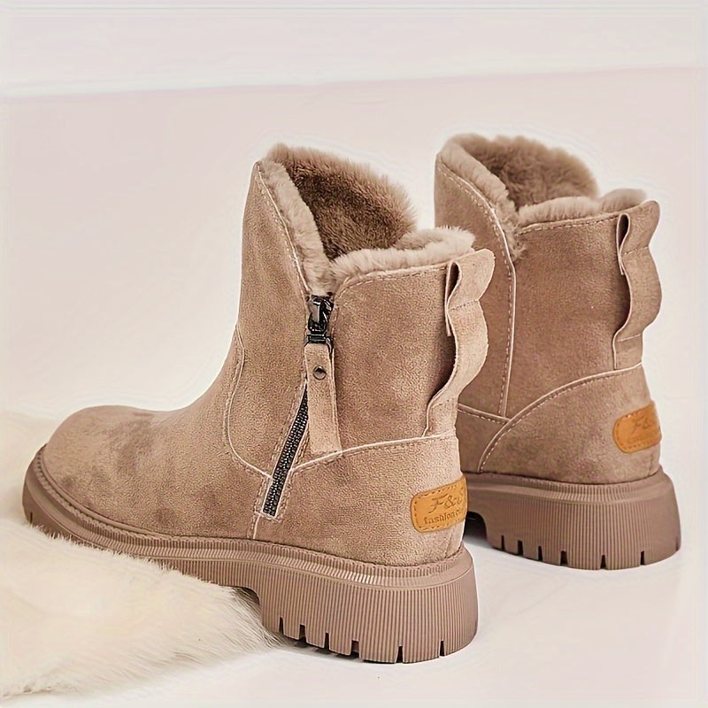 Comfortabele pluche-gevoerde enkellaarsjes met platformzool – Dames
