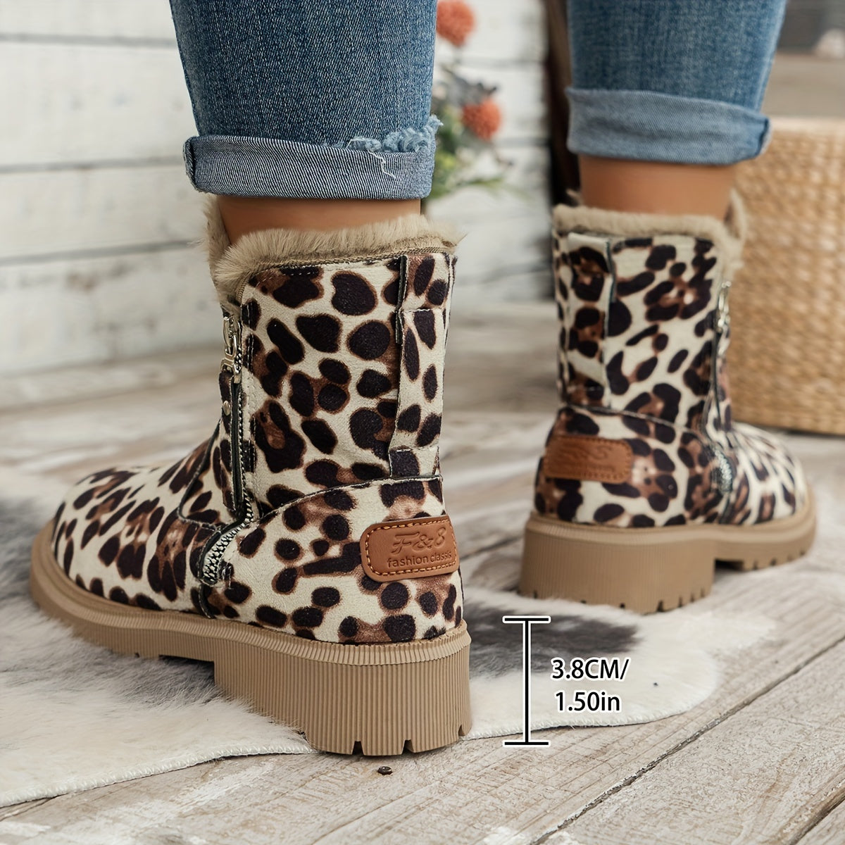 Comfortabele pluche-gevoerde enkellaarsjes met platformzool – Dames