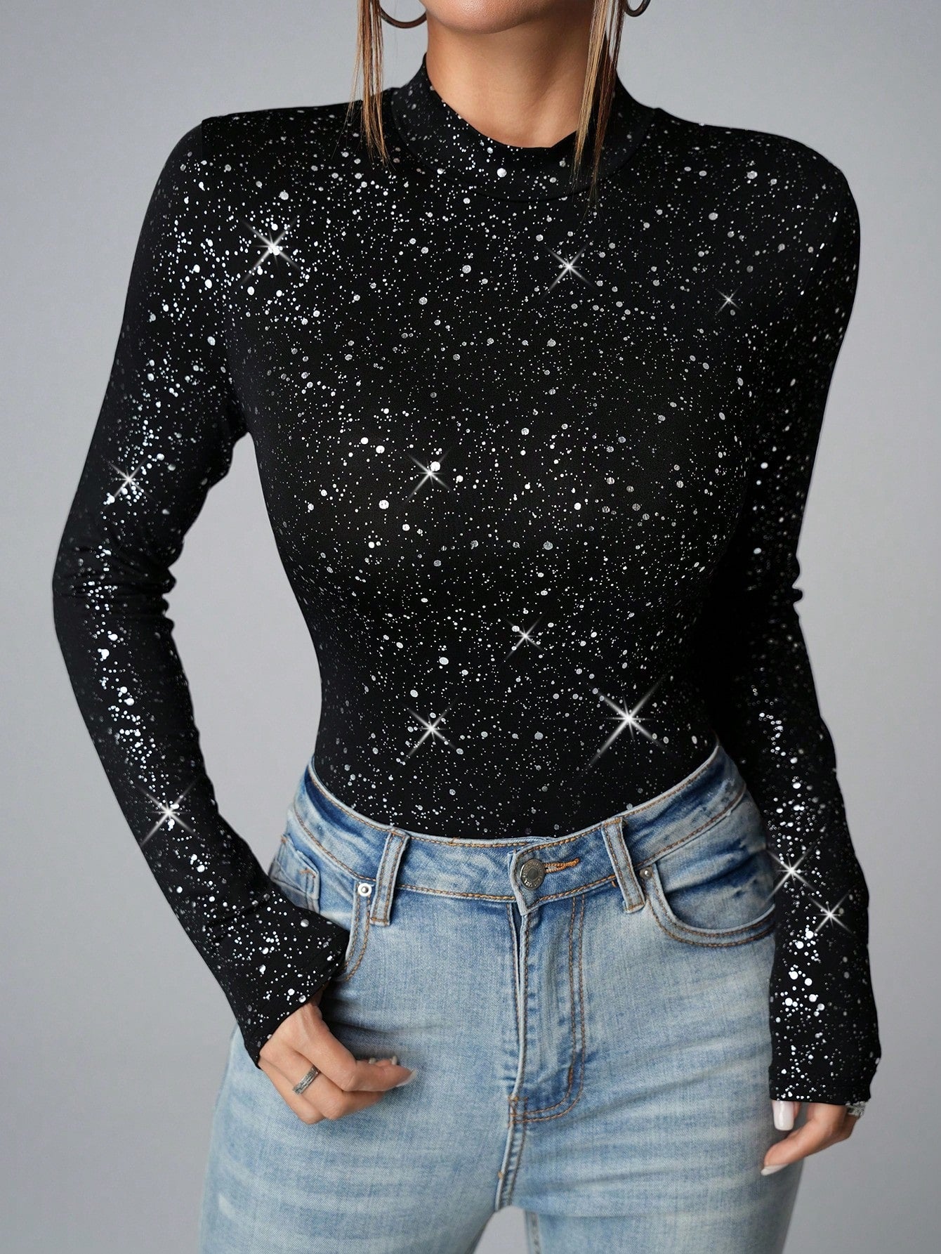 Zwarte bodysuit met lange mouwen – Dames