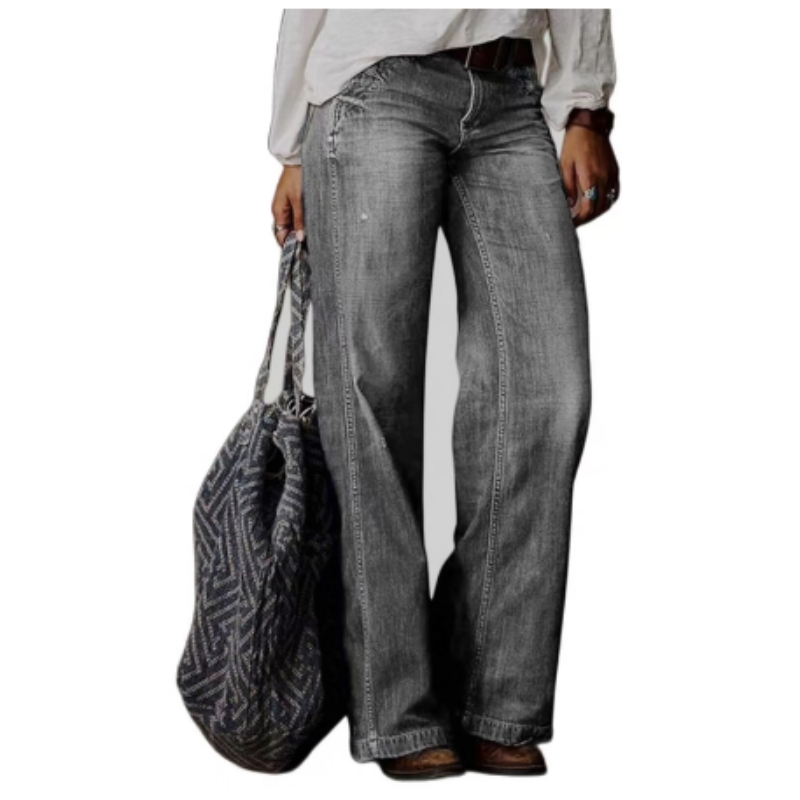 Vintage wijde jeans met hoge taille – Dames