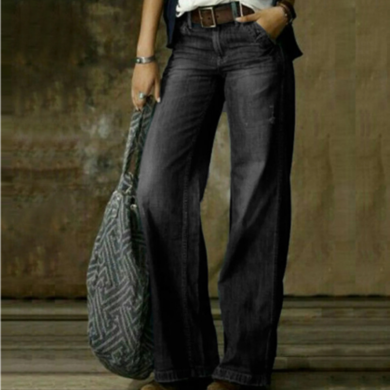 Vintage wijde jeans met hoge taille – Dames