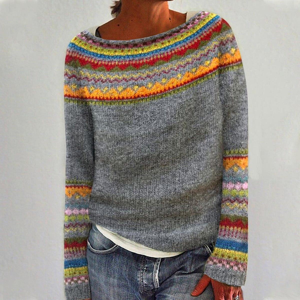 Warme wintertrui met klassiek design – Dames
