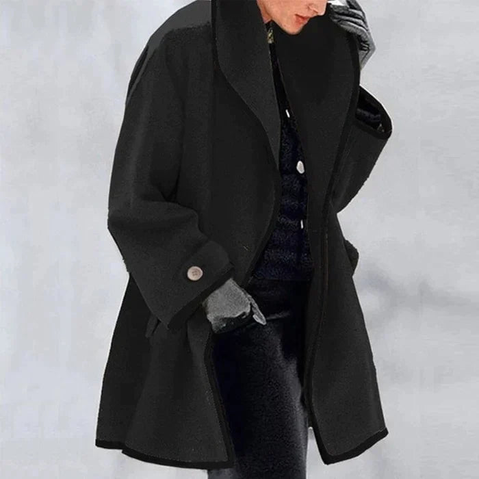 Zachte wollen winterjas met oversized pasvorm en elegante afwerking – Dames