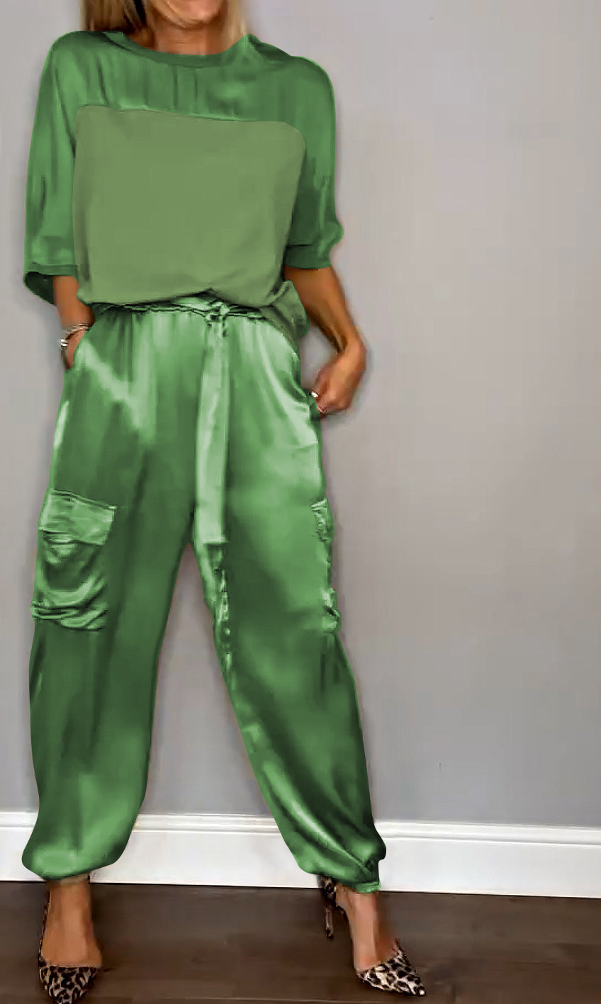 Comfortabele zomer set met korte mouwen en elegante pasvorm – Dames