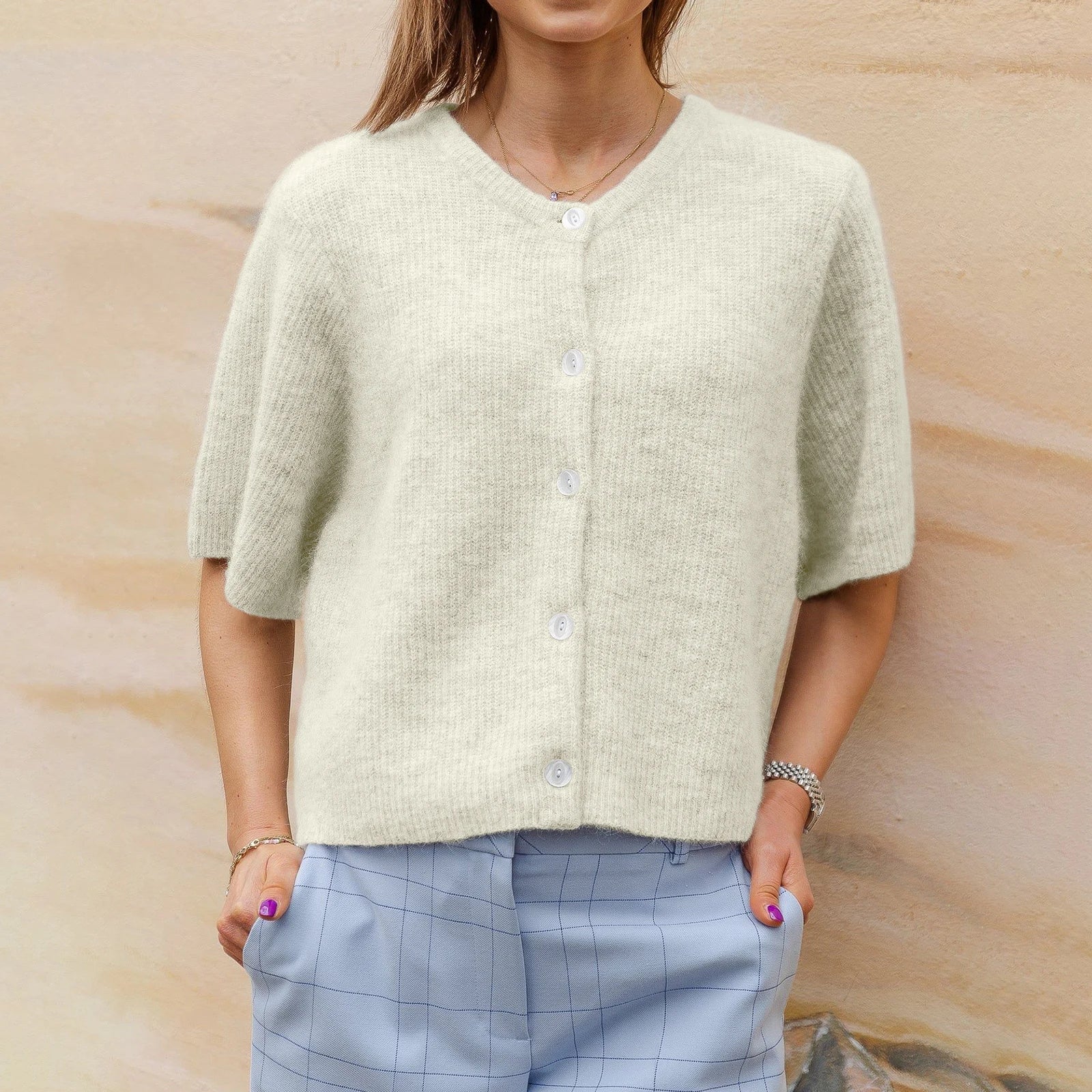 Stijlvol streetwear vest met korte mouwen en ronde hals – Dames